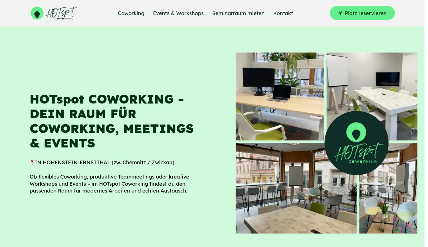 Website der Firma Janine Lahr HOTspot Coworking & Workshops