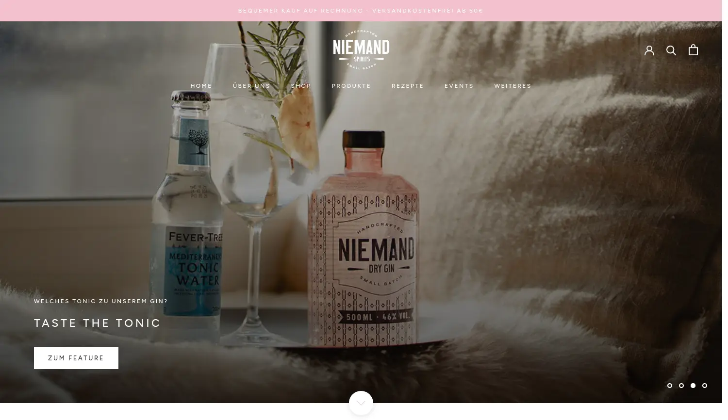Website der Firma Niemand Spirits GmbH