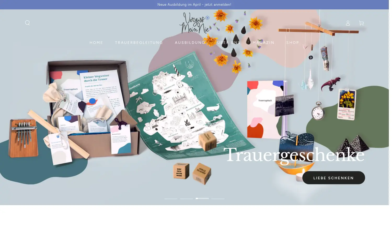 Website der Firma Vergiss Mein Nie