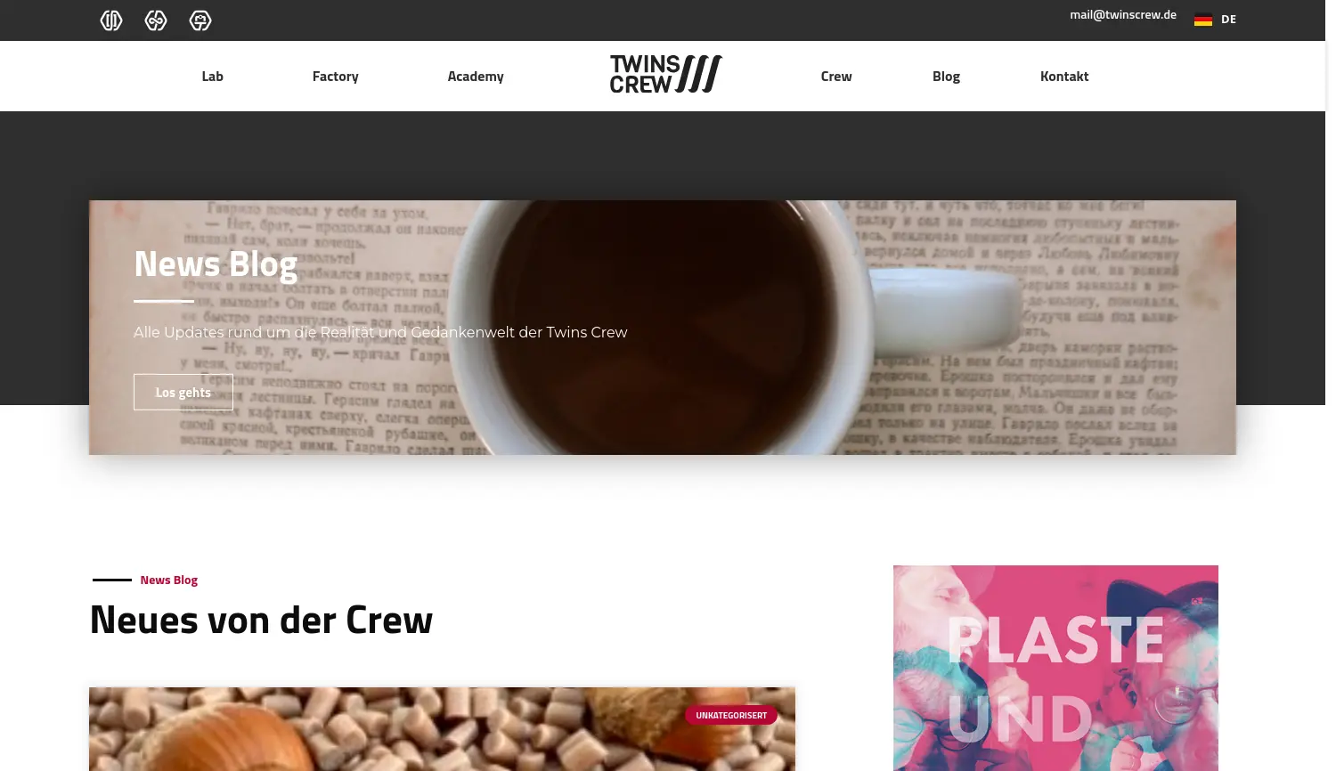 Website der Firma Twins Crew GmbH