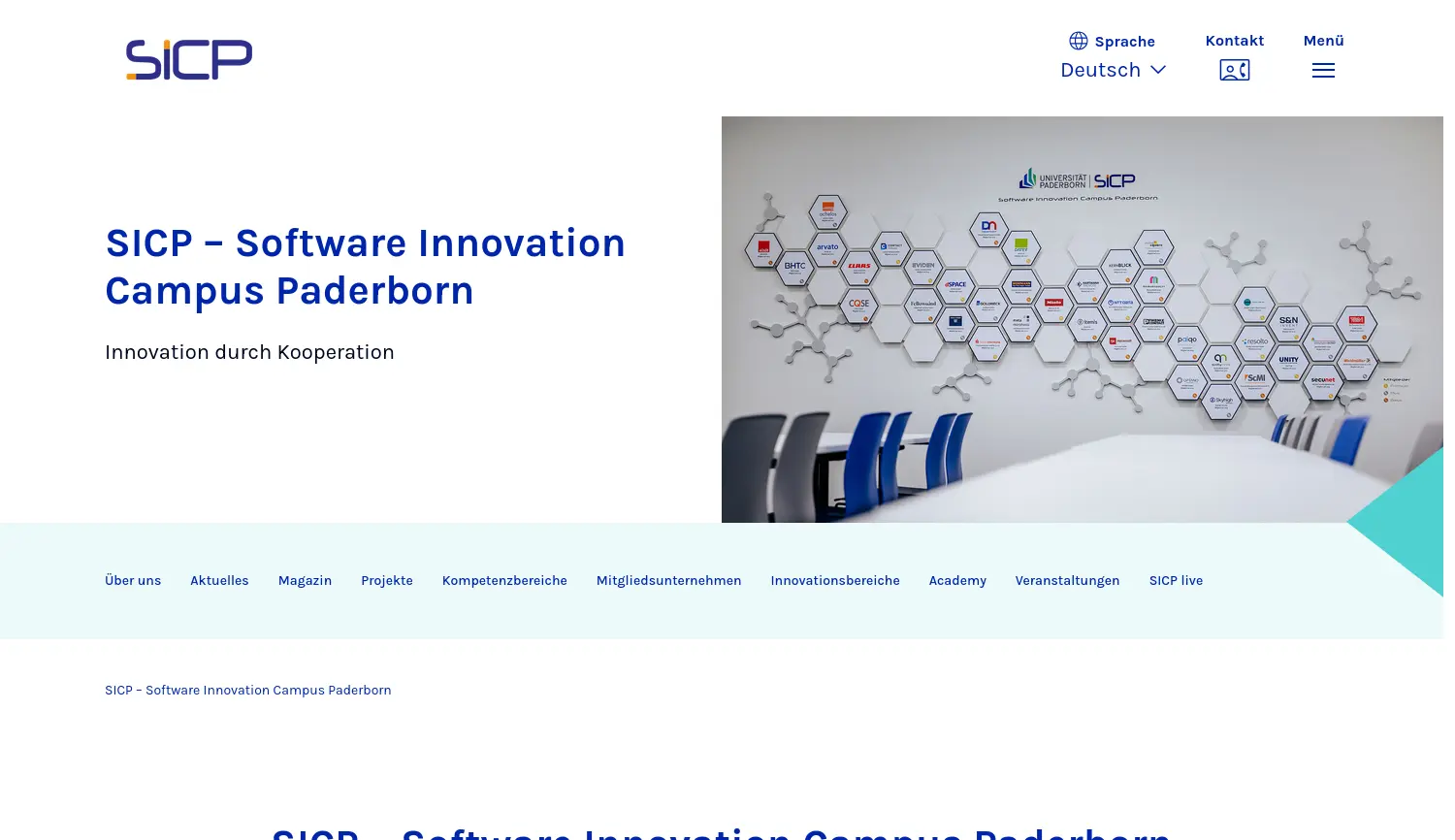 Website der Firma Software Innovation Campus Paderborn