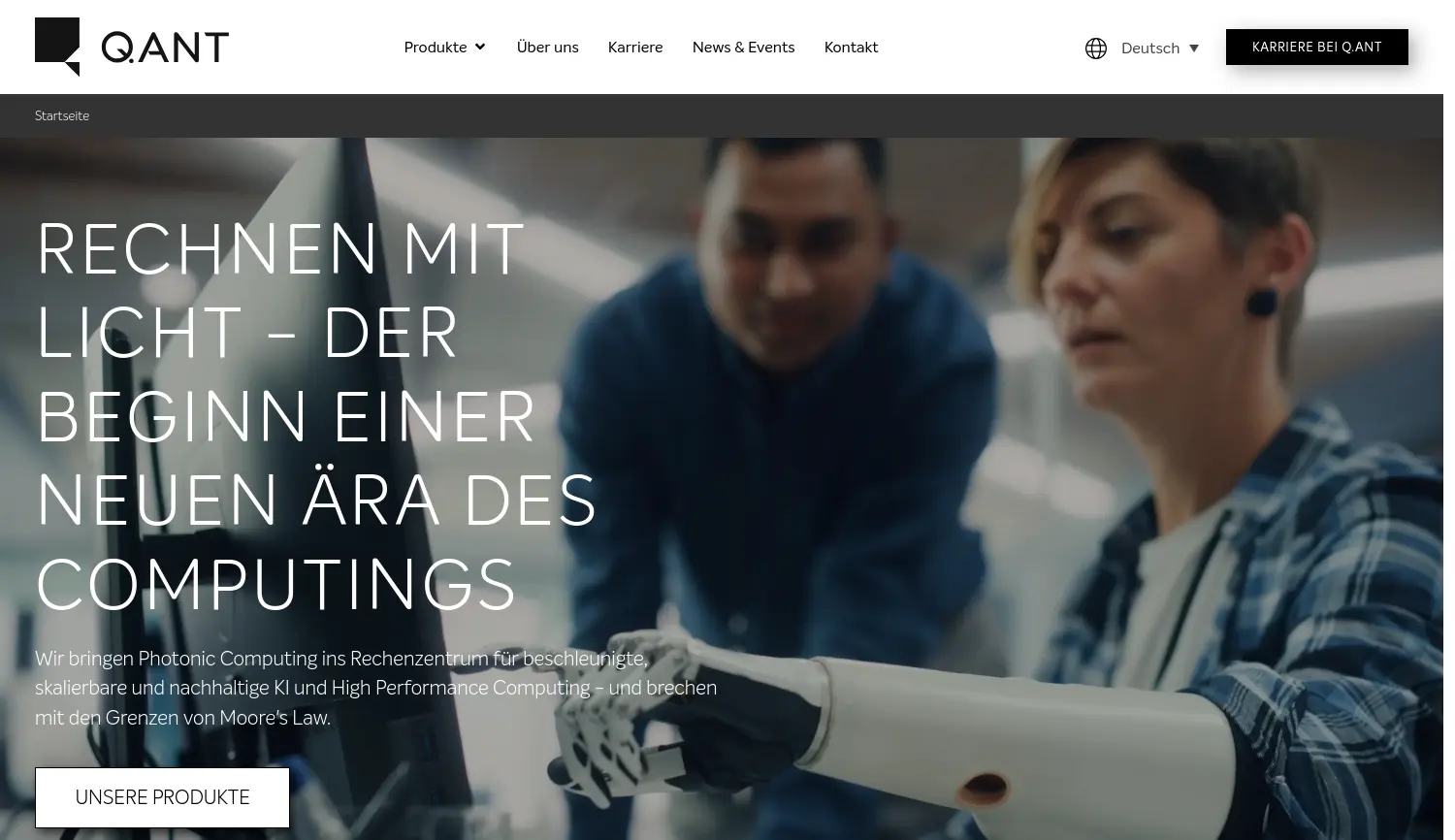 Website der Firma Q.ANT GmbH
