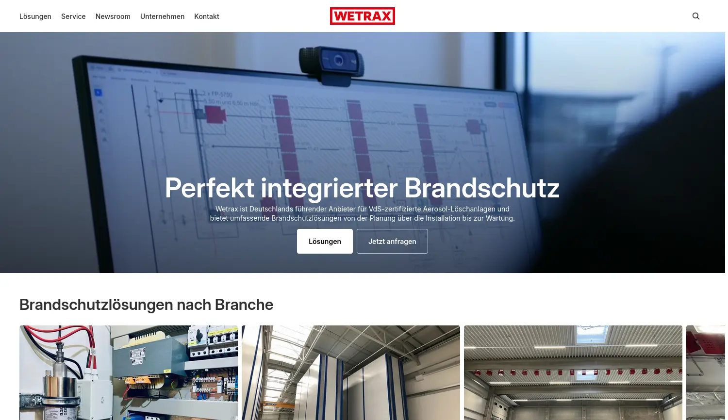 Website der Firma Wetrax GmbH