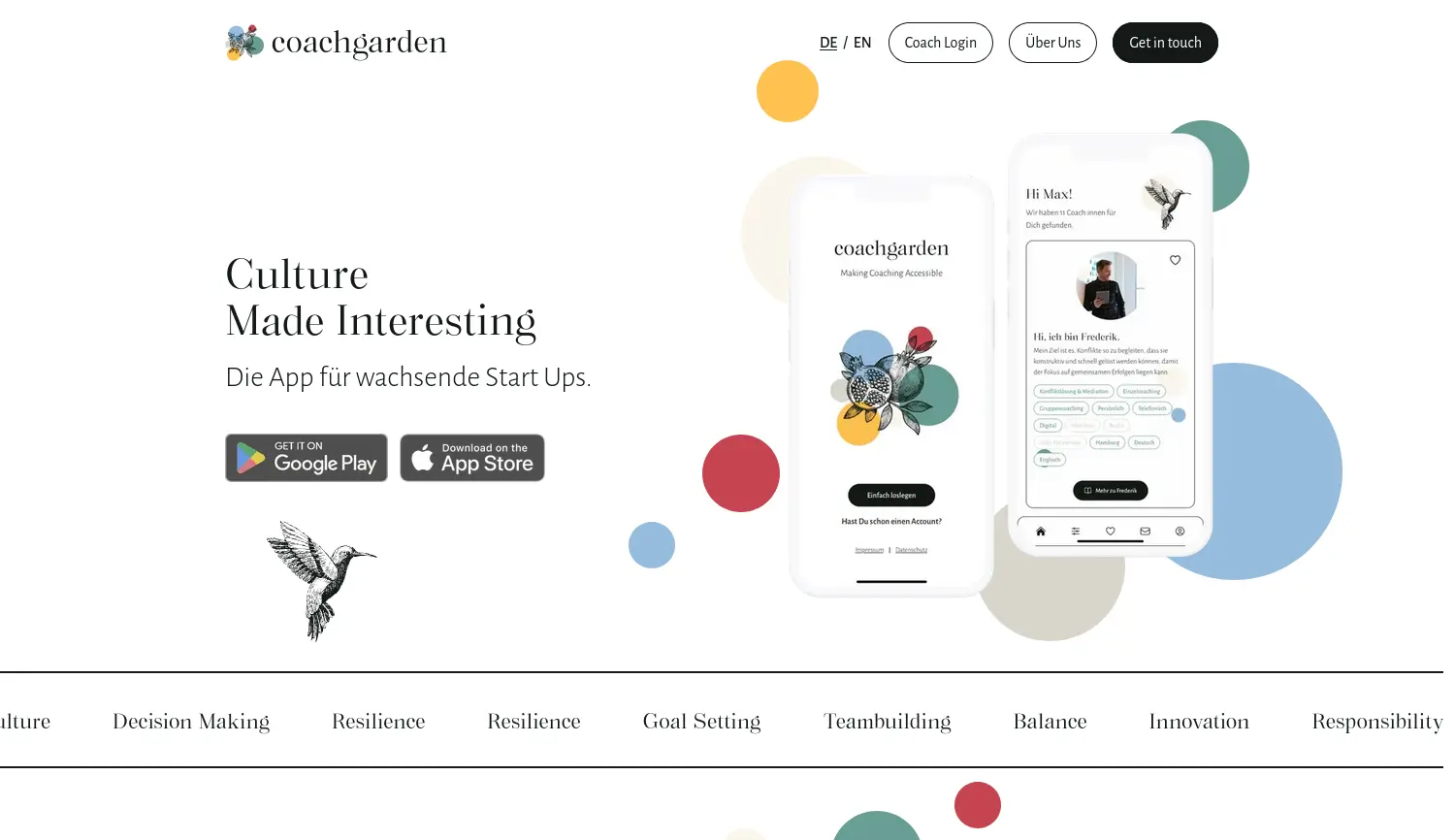 Website der Firma Coachgarden GmbH