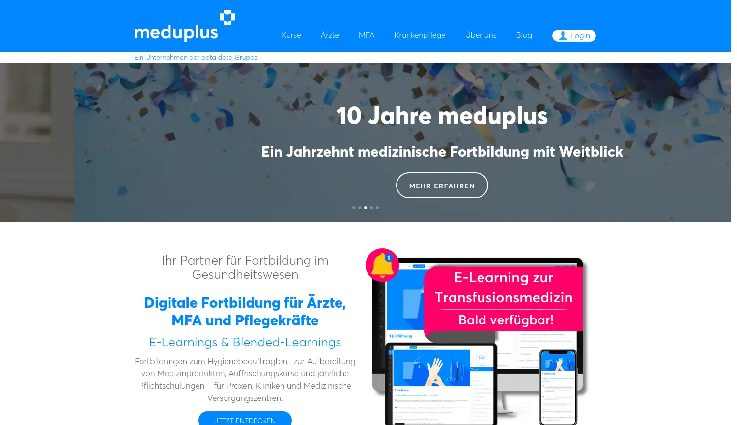 Website der Firma opta data Service GmbH