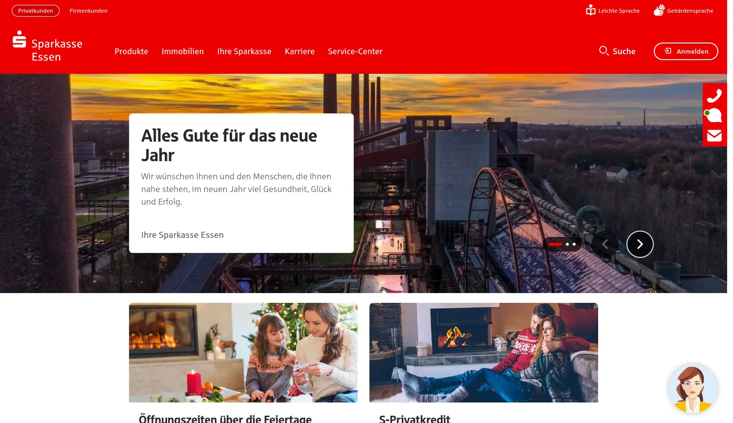 Website der Firma Sparkasse Essen