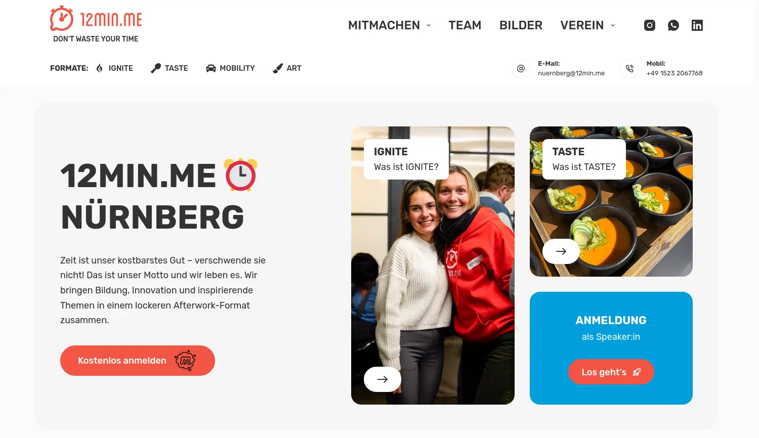 Website der Firma 12min.me e.V.