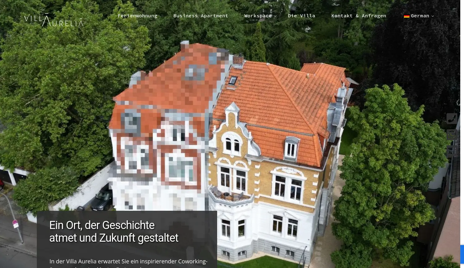 Website der Firma Villa Aurelia