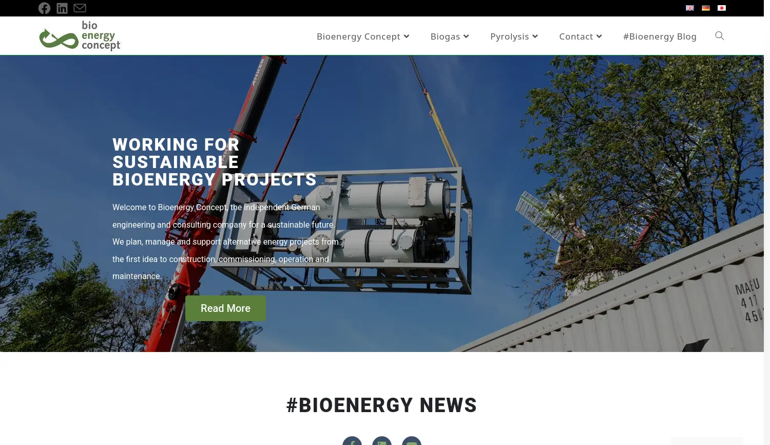 Website der Firma Bioenergy Concept GmbH