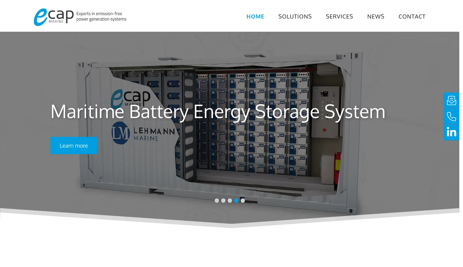 Website der Firma E-Cap Marine GmbH