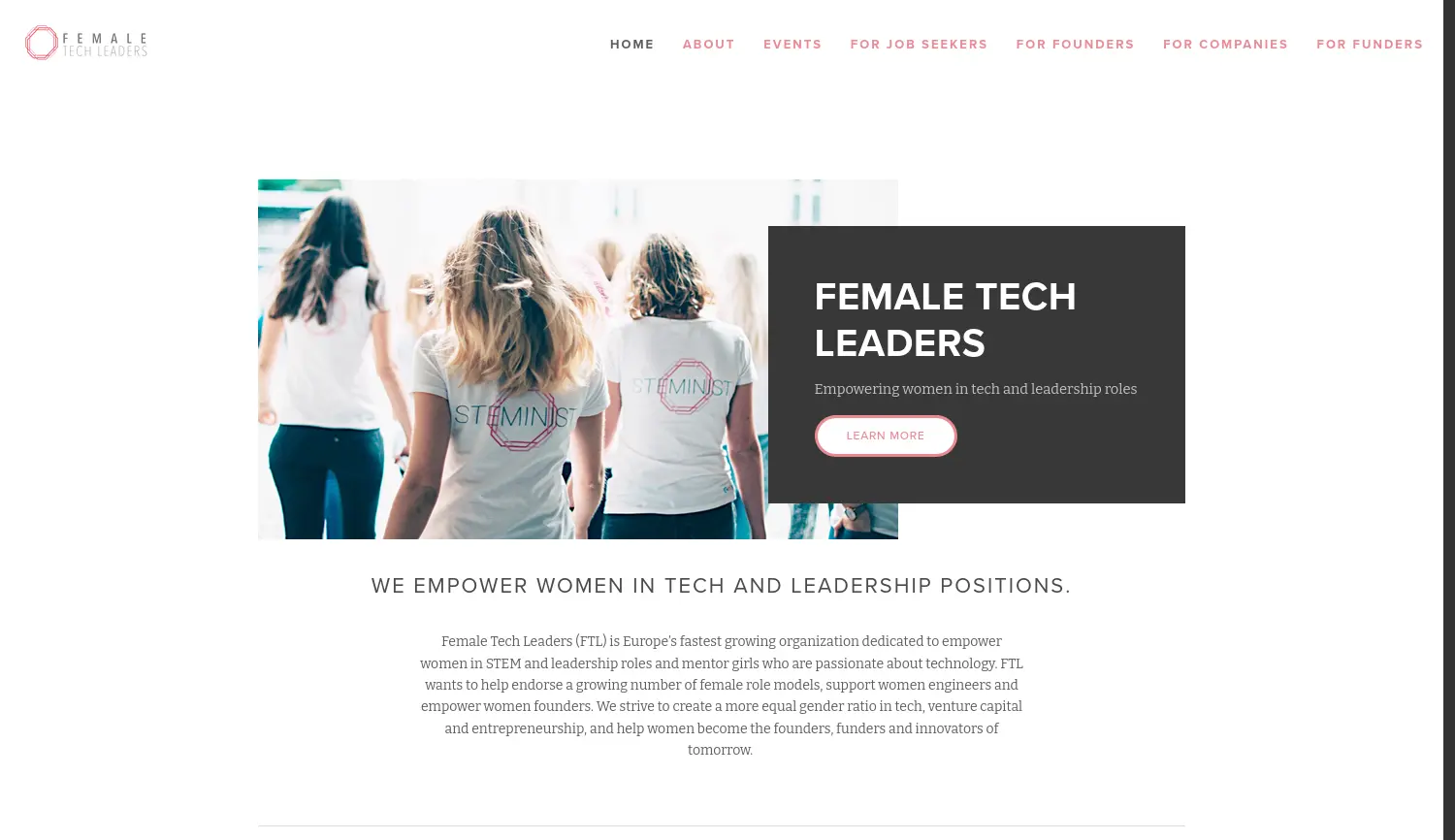 Website der Firma Female Tech Leaders