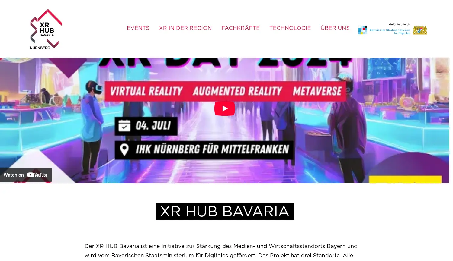 Website der Firma Nürnberger Initiative für die Kommunikationswirtschaft NIK e.V. / XR HUB Nürnberg