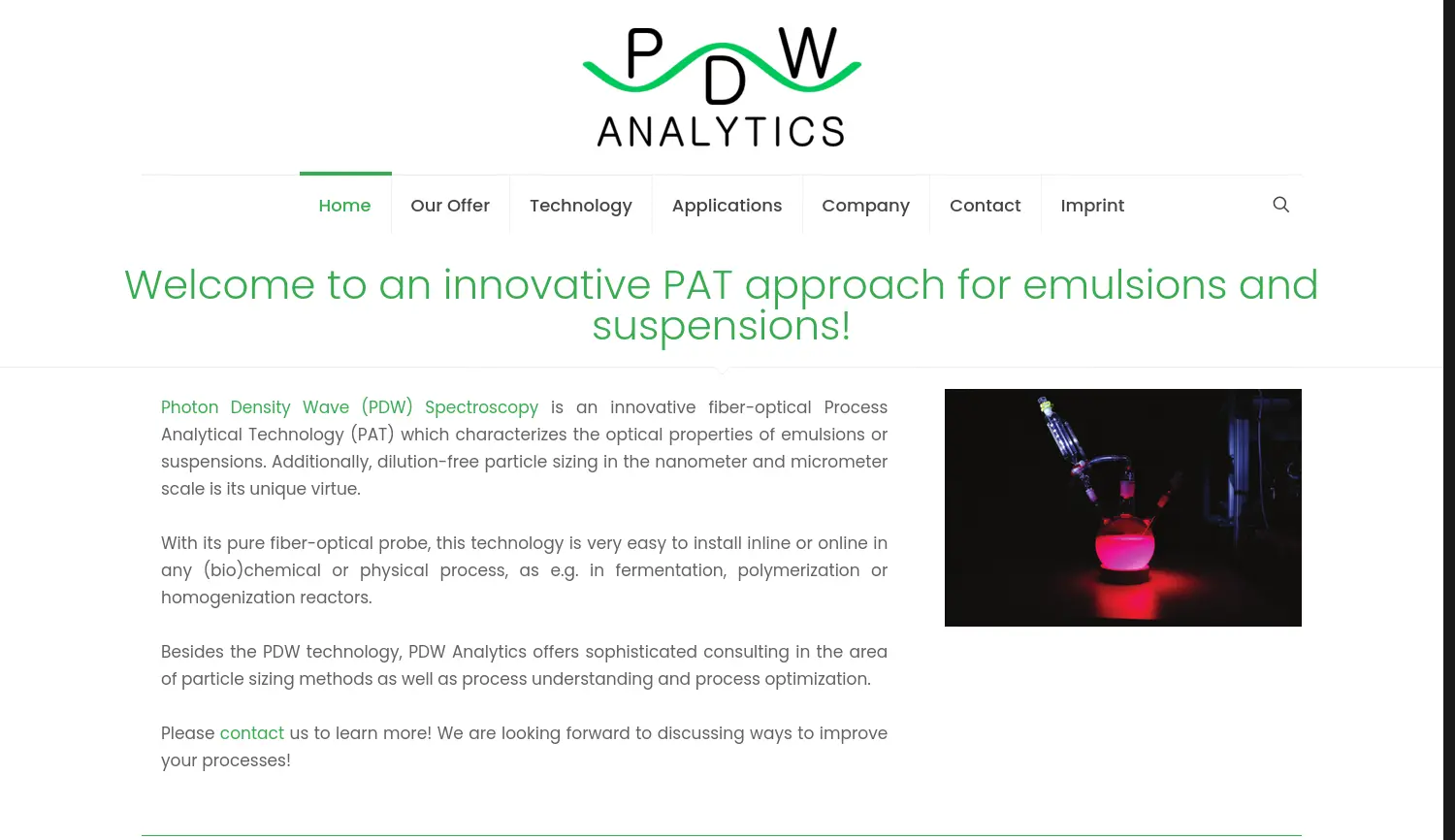 Website der Firma PDW Analytics GmbH