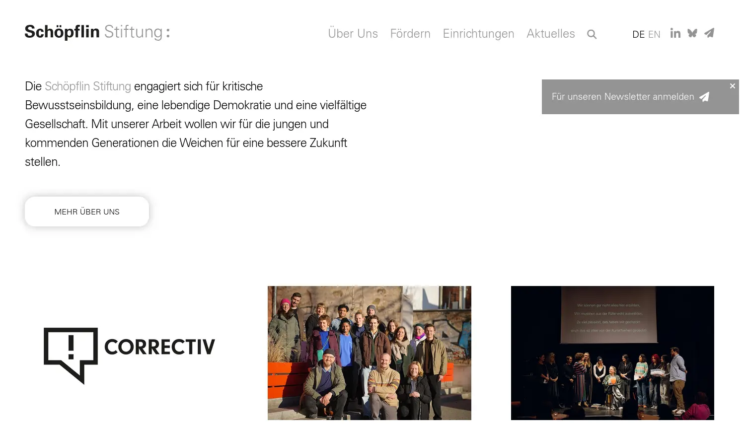 Website der Firma Schöpflin Stiftung