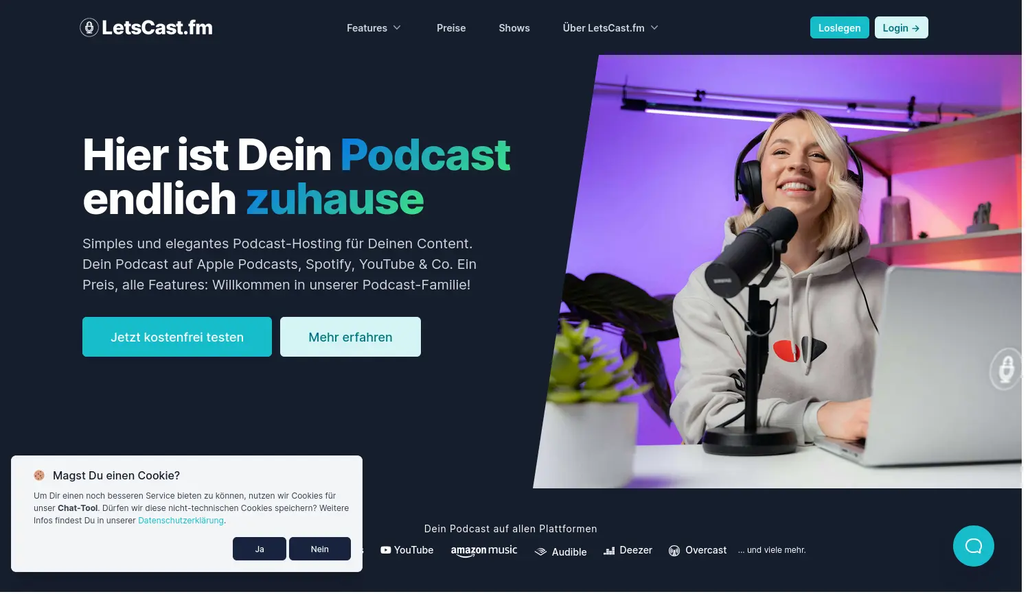 Website der Firma LetsCast.fm