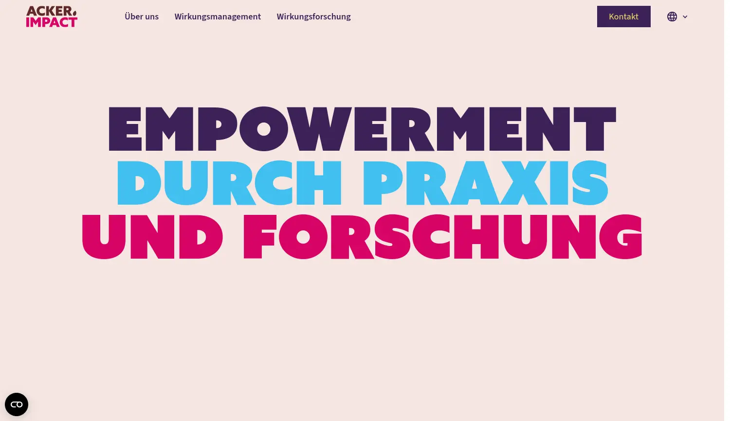 Website der Firma Acker Research & Impact gGmbH