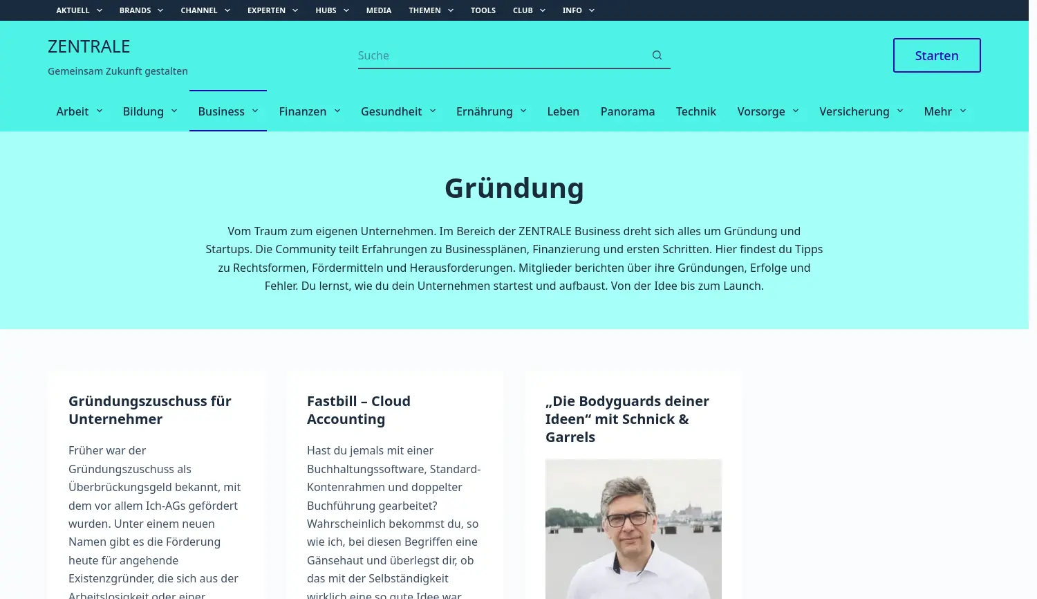 Website der Firma ZENTRALE