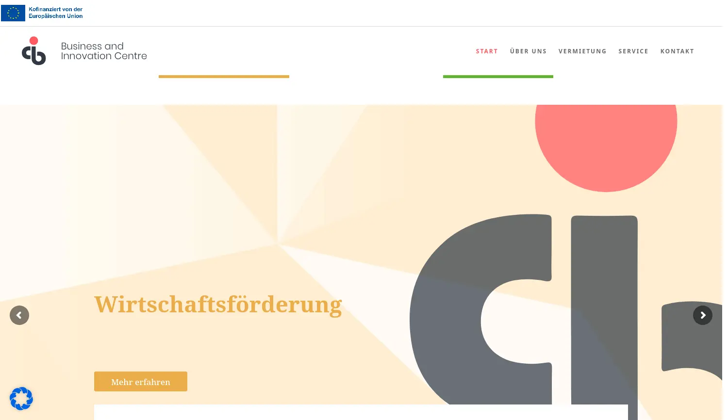 Website der Firma Business and Innovation Centre Nordthüringen GmbH