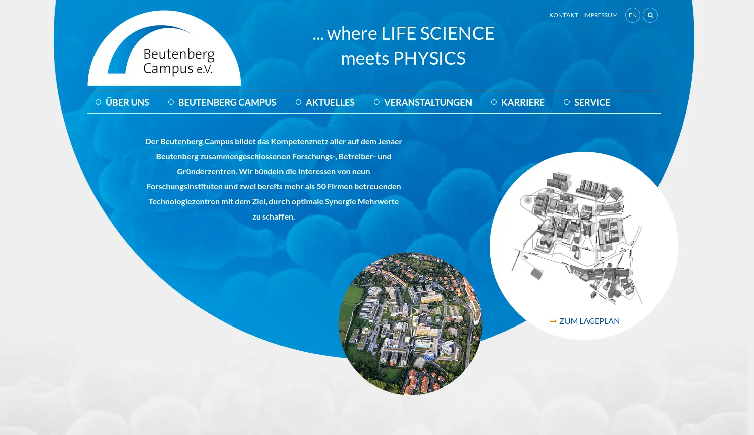 Website der Firma Beutenberg-Campus Jena e.V.