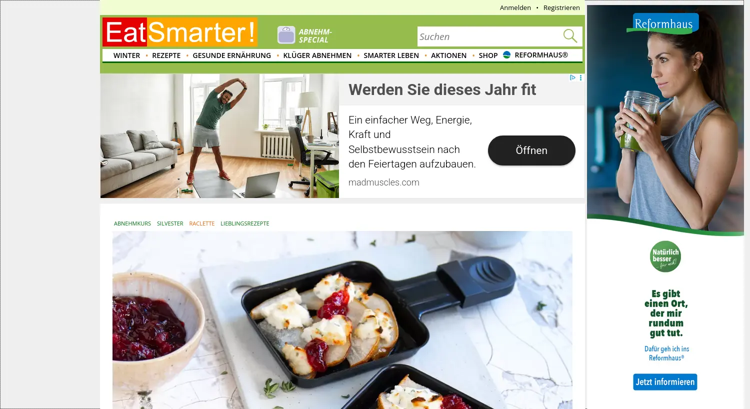 Website der Firma EAT SMARTER GmbH & Co. KG
