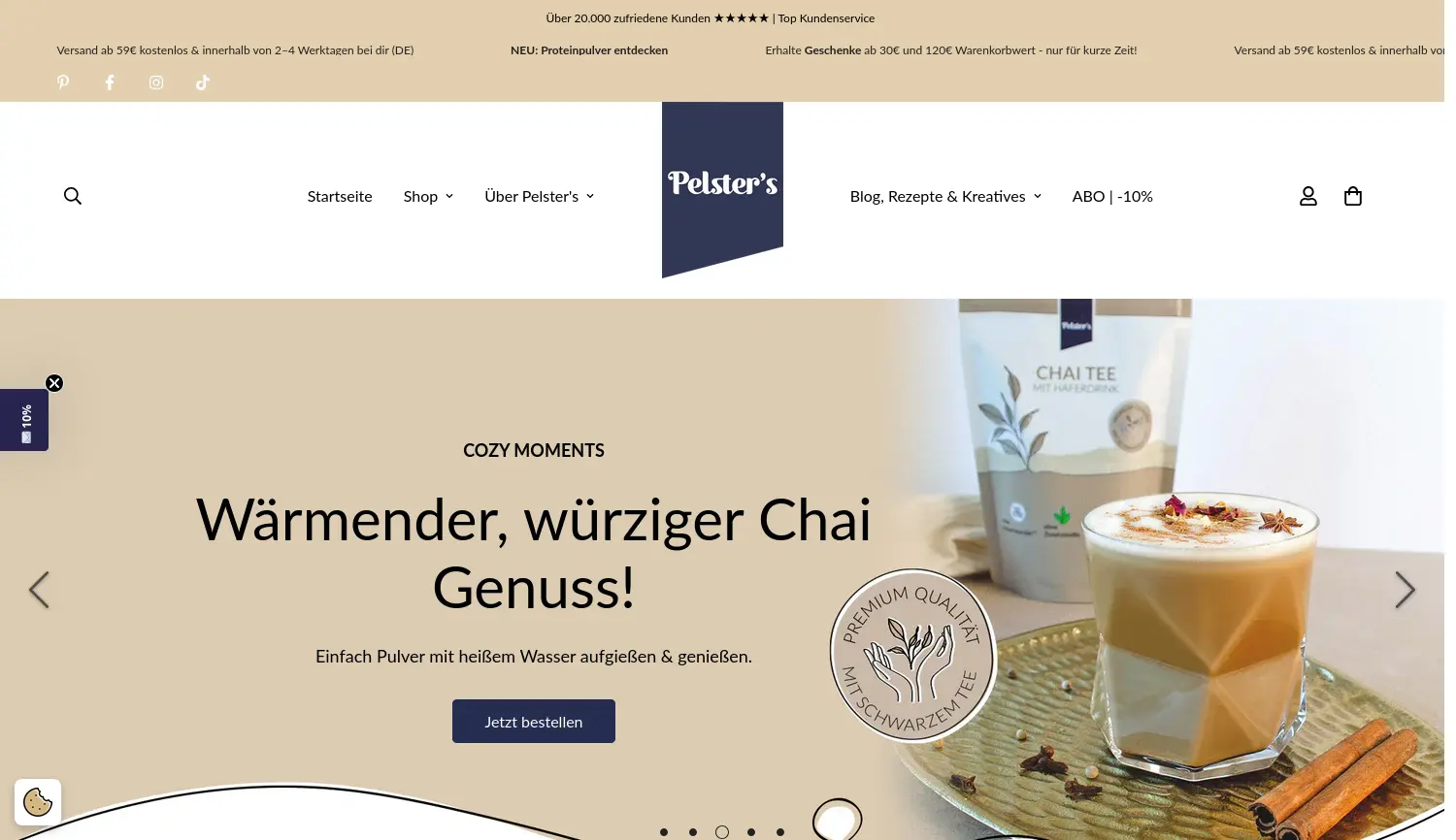 Website der Firma Pelster's