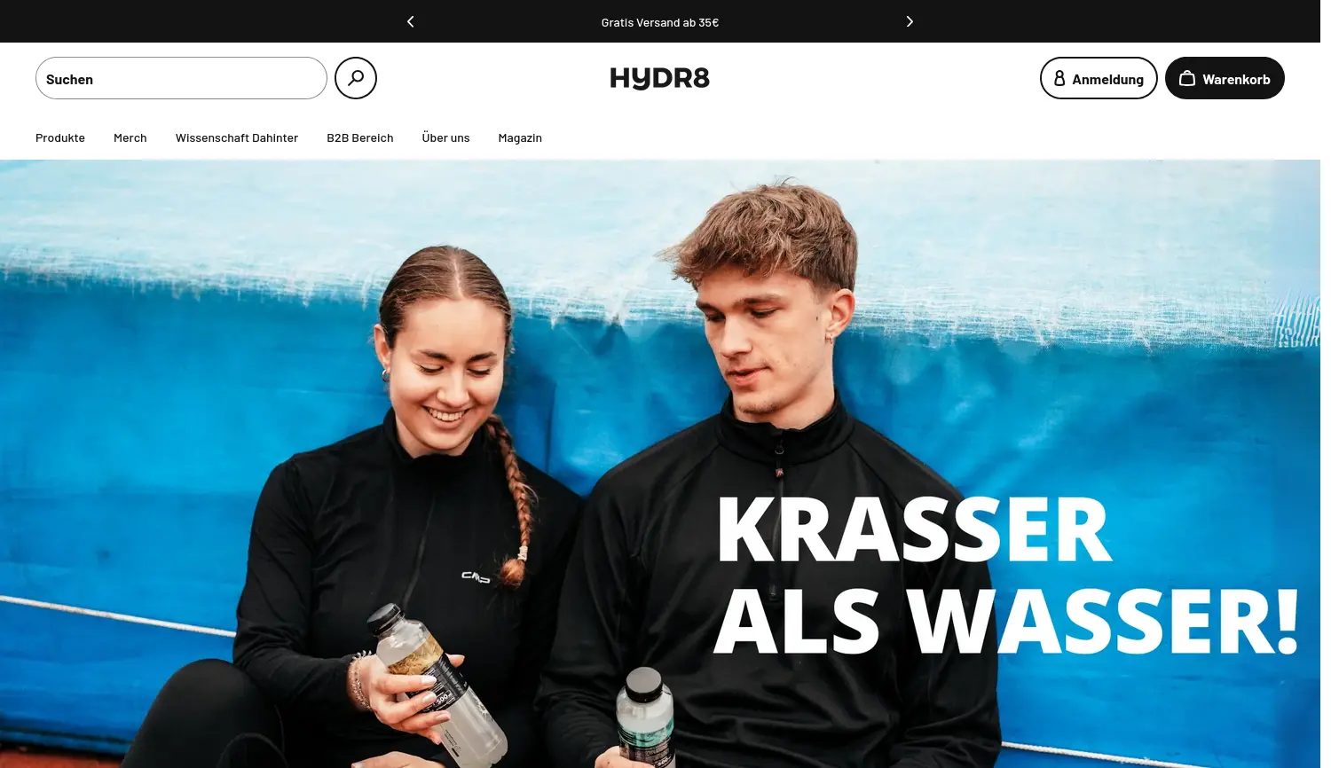 Website der Firma HYDR8