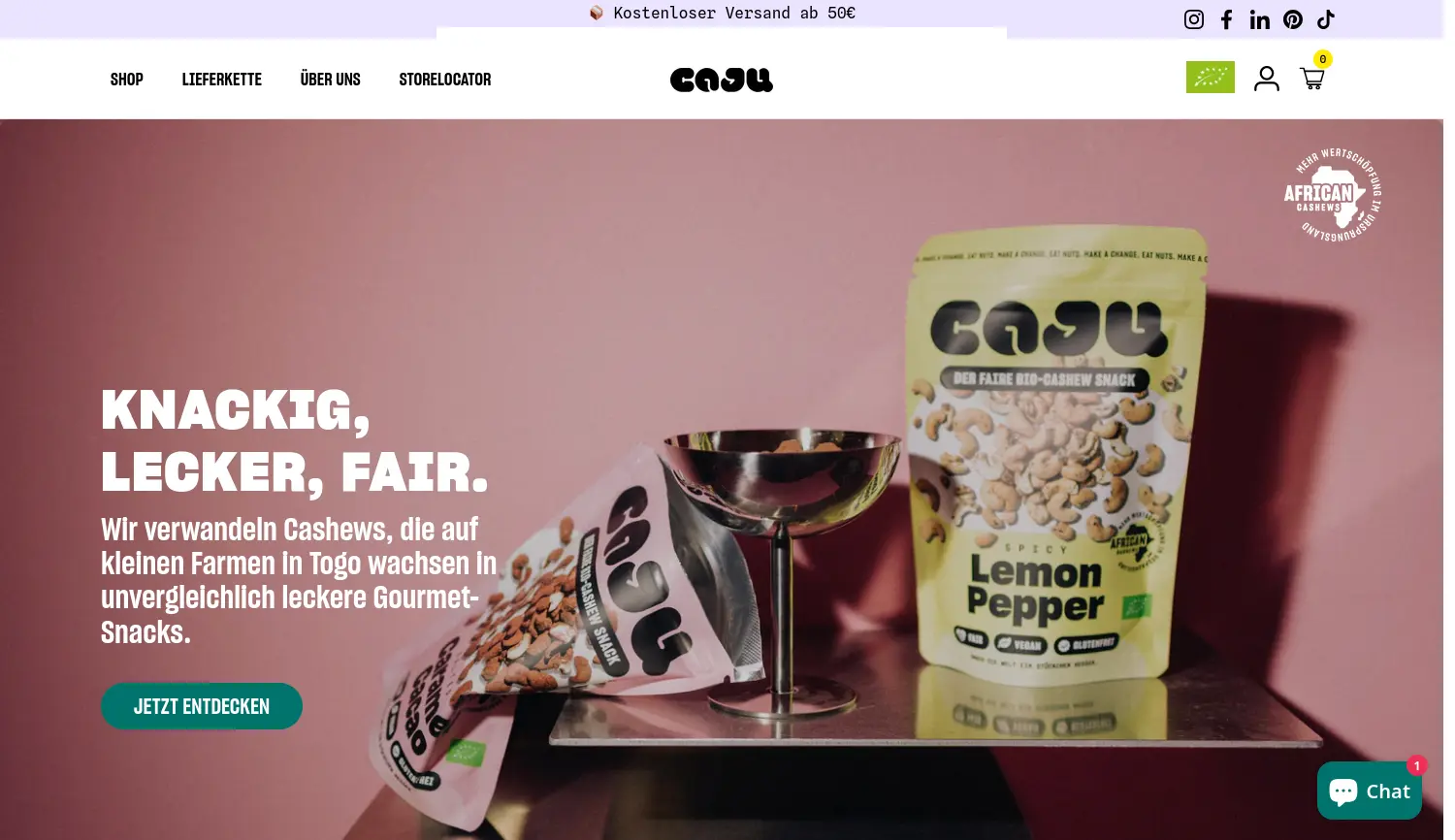 Website der Firma togocashews GmbH