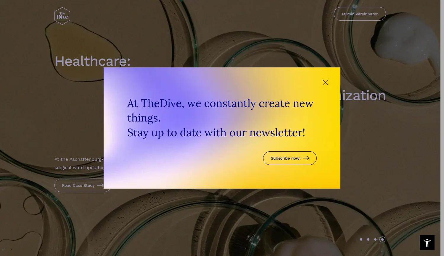 Website der Firma TheDive GmbH