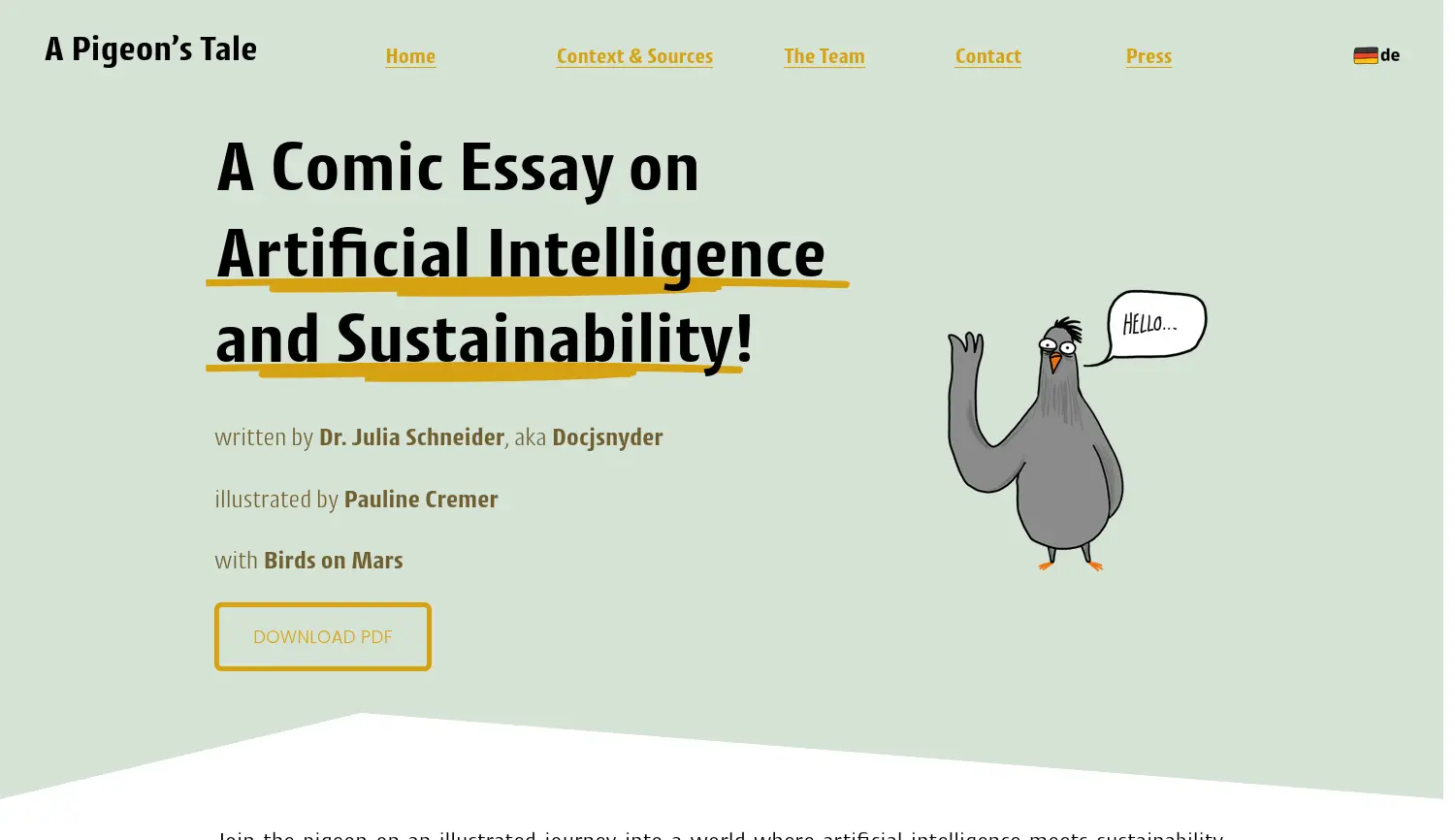 Website der Firma Birds on Mars GmbH