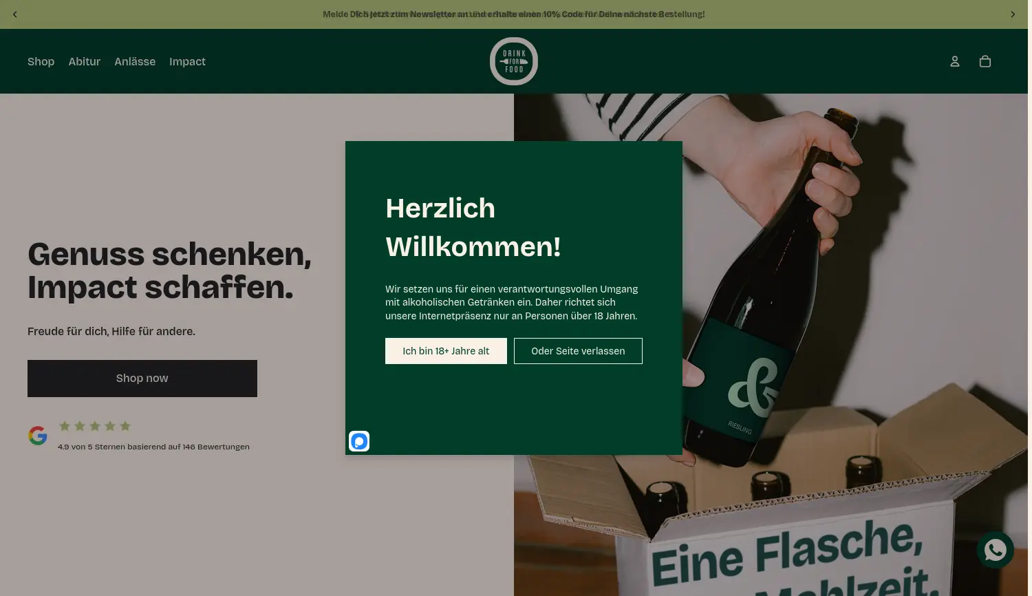 Website der Firma Friedrich Zweigle – DrinkForFood