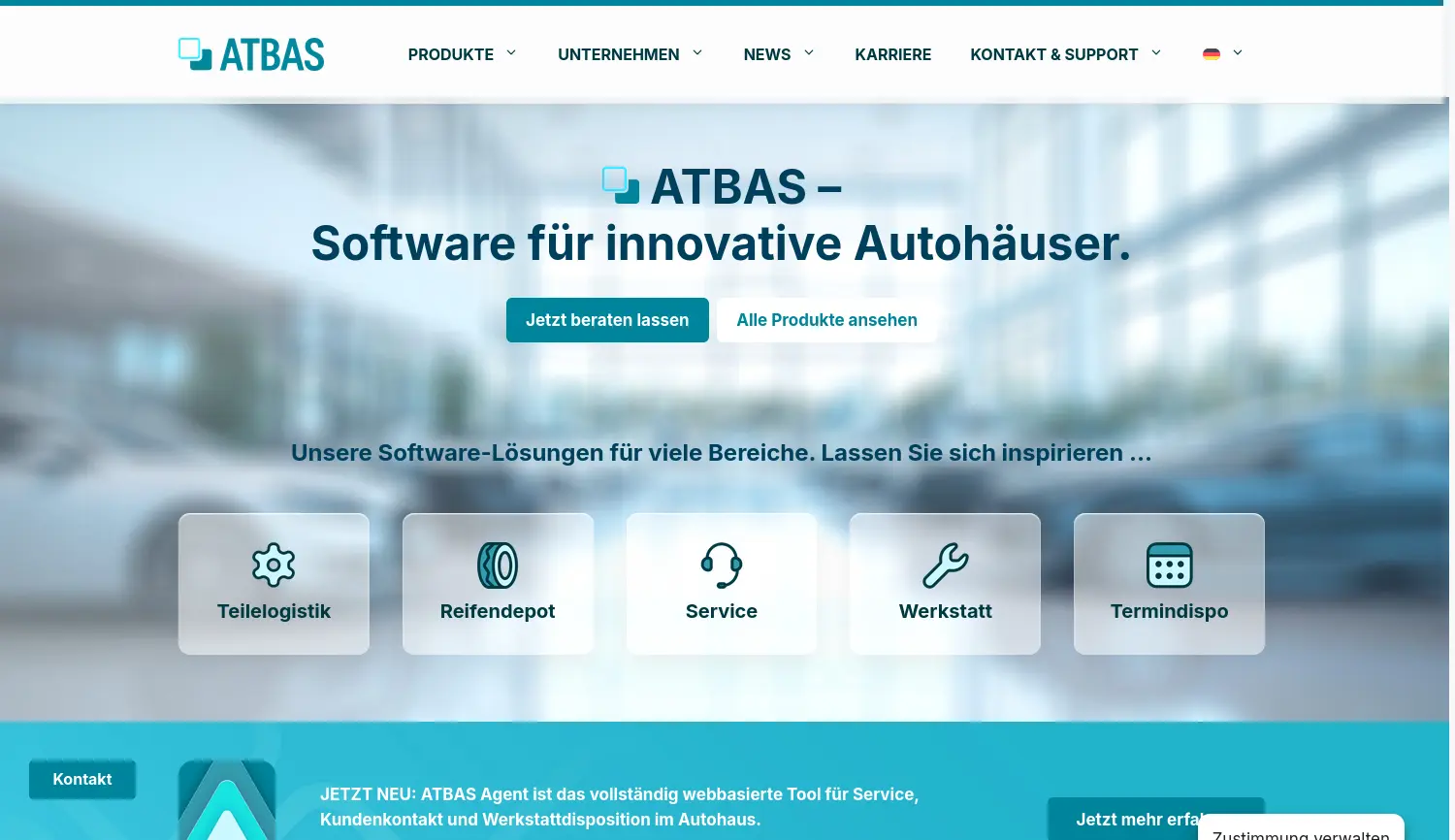 Website der Firma ATBAS GmbH & Co. KG