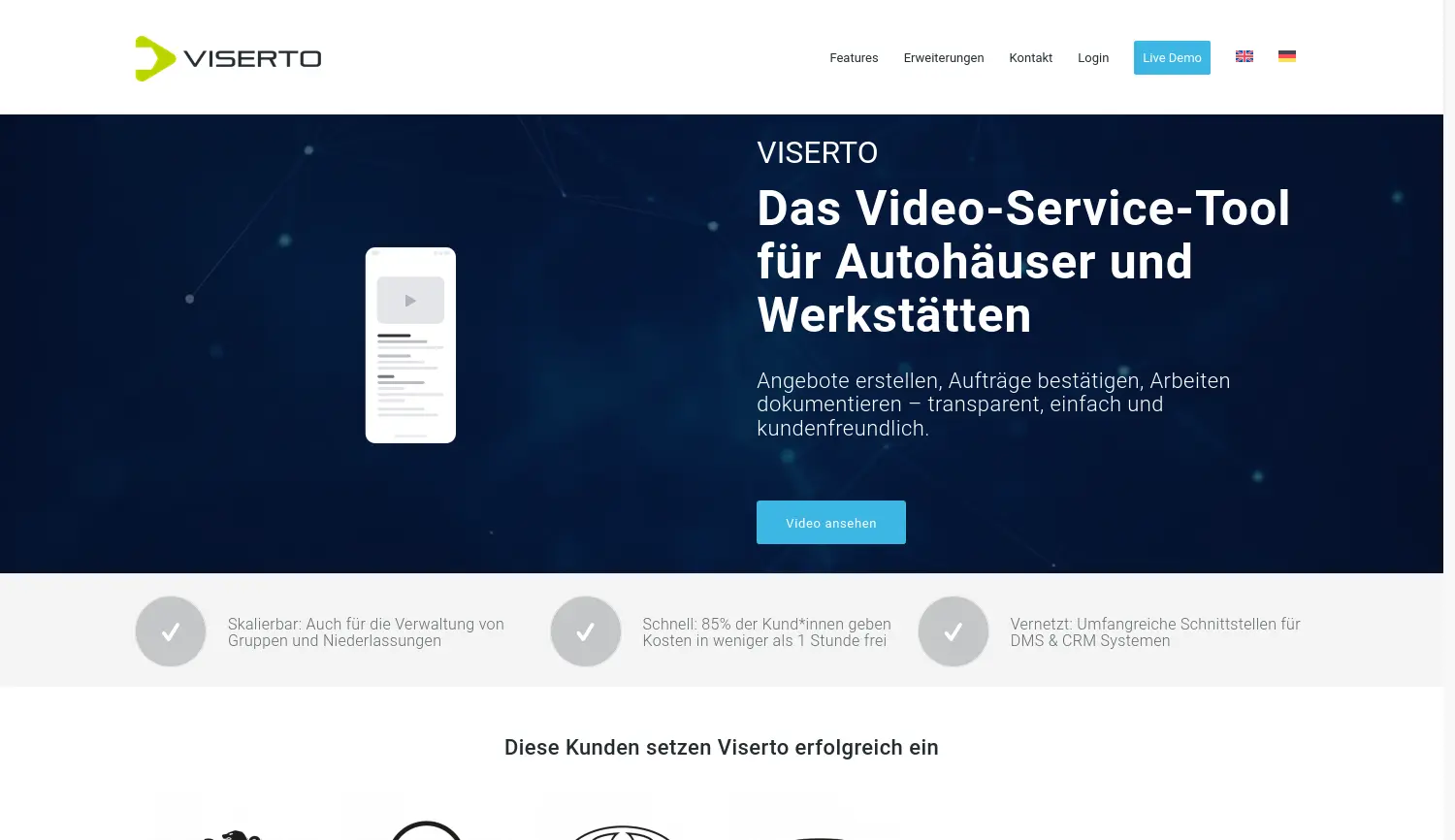 Website der Firma VISERTO