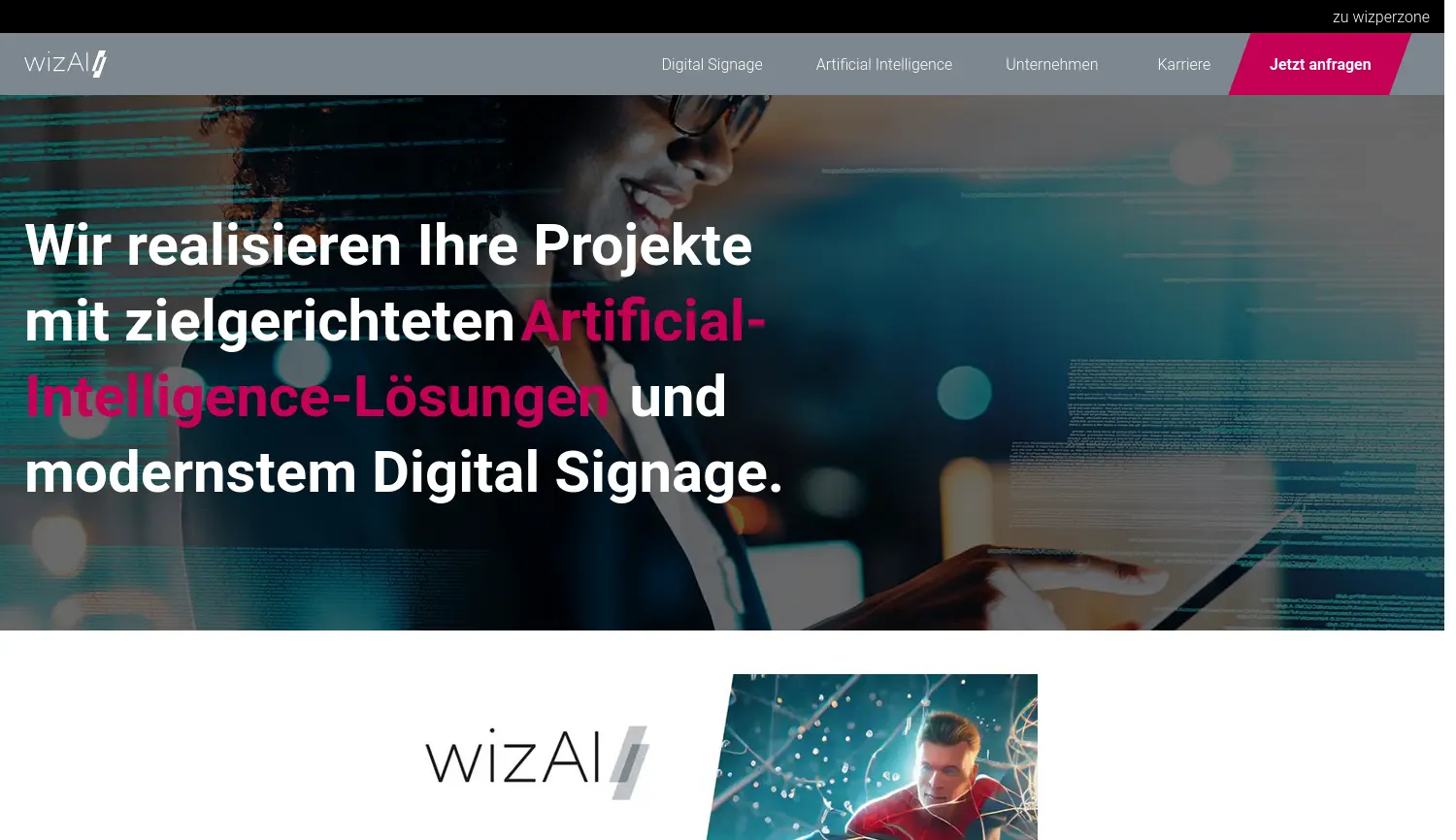 Website der Firma wizAI solutions GmbH