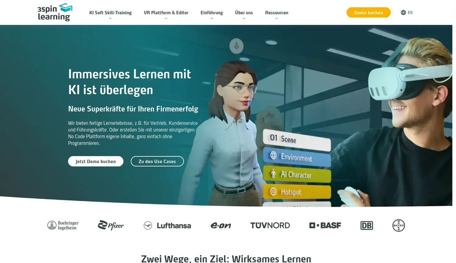 Website der Firma 3spin Learning GmbH