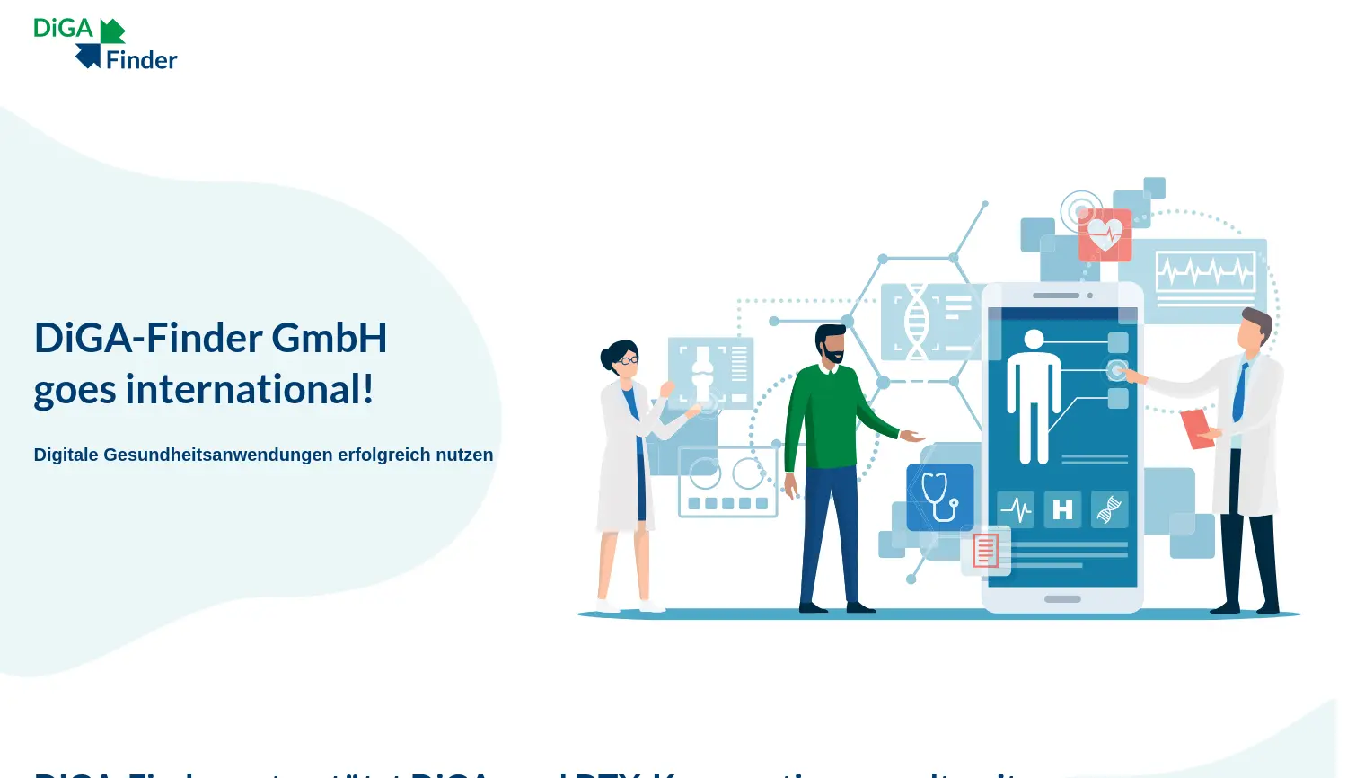 Website der Firma DiGA-Finder GmbH