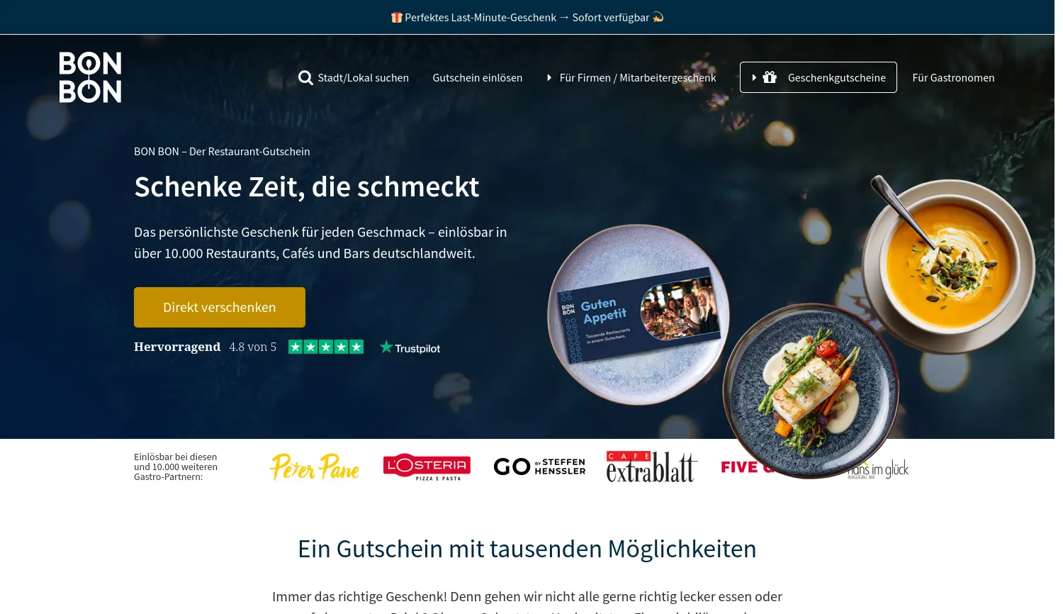 Website der Firma PayNowEatLater GmbH