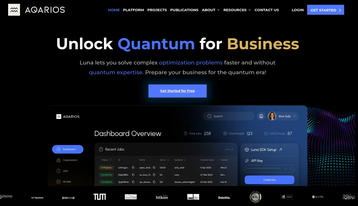 Website der Firma Aqarios GmbH