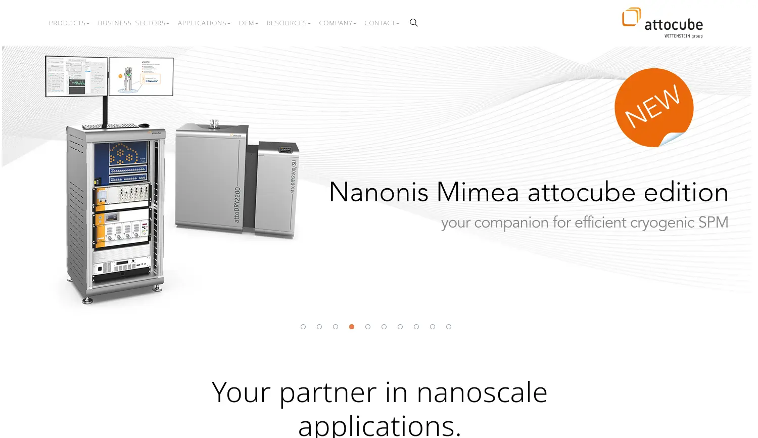 Website der Firma attocube systems AG