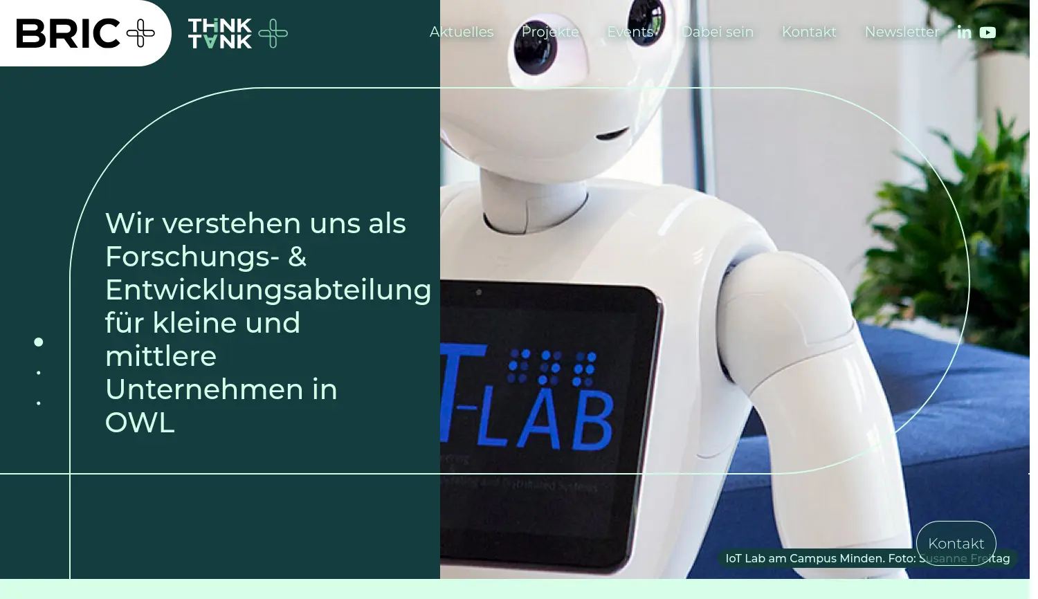 Website der Firma Bielefeld Research + Innovation Campus GmbH (BRIC)