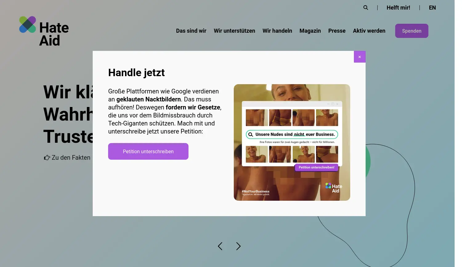 Website der Firma HateAid