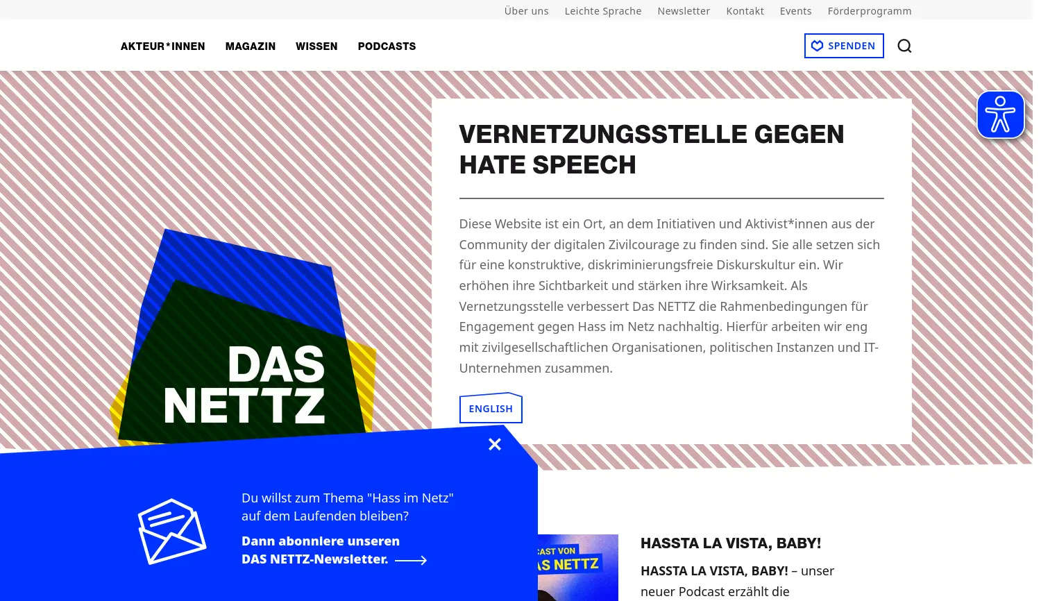 Website der Firma Das NETTZ gGmbH