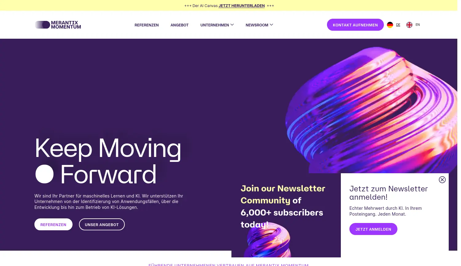 Website der Firma Merantix Momentum GmbH