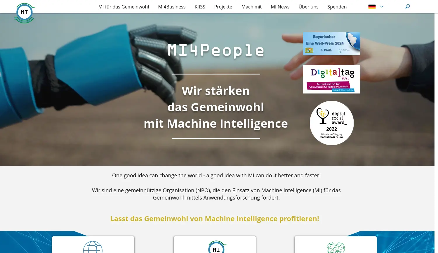 Website der Firma MI4People gGmbH