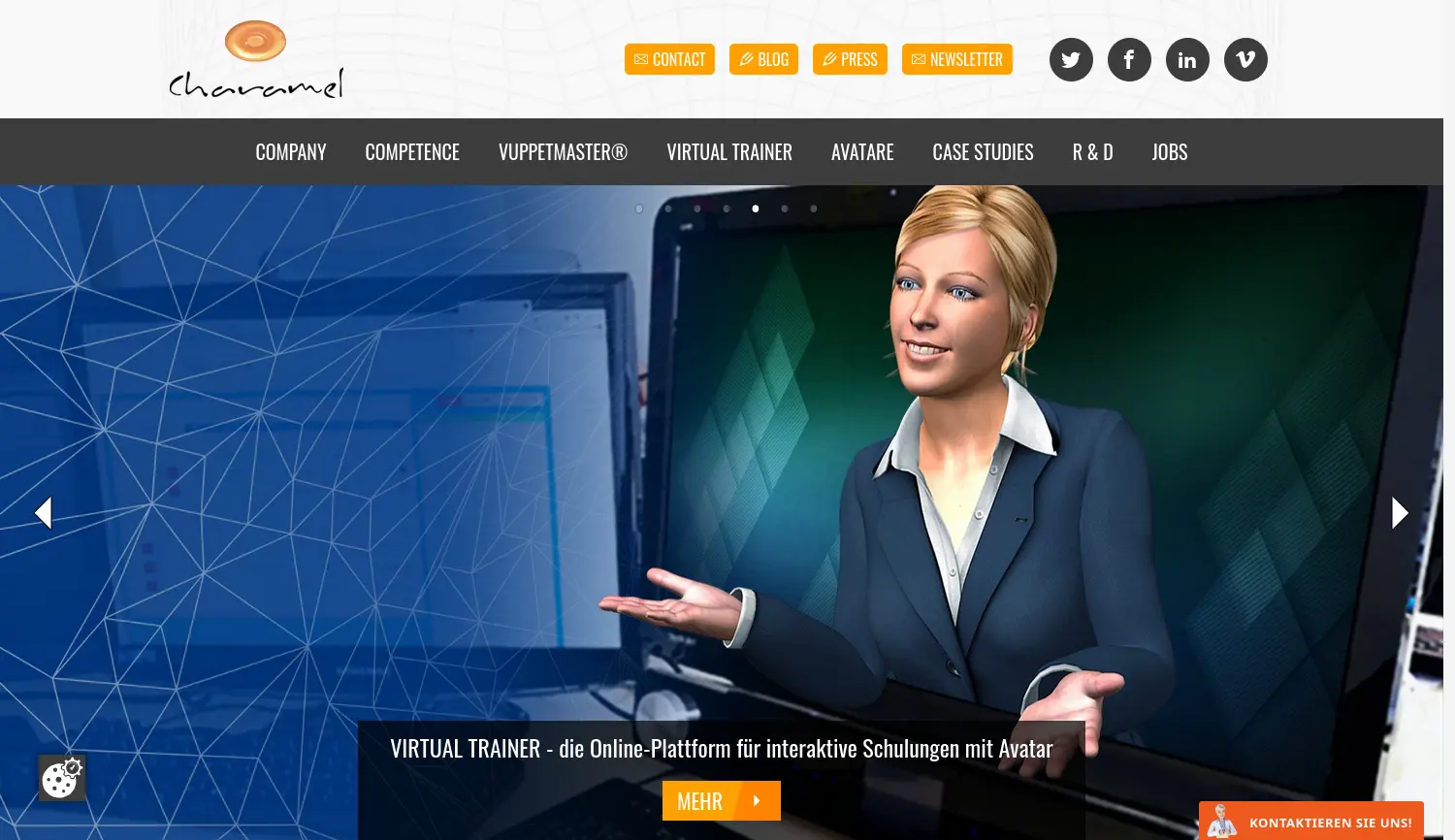 Website der Firma Charamel GmbH