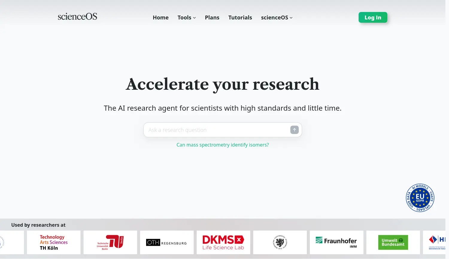 Website der Firma scienceOS GmbH