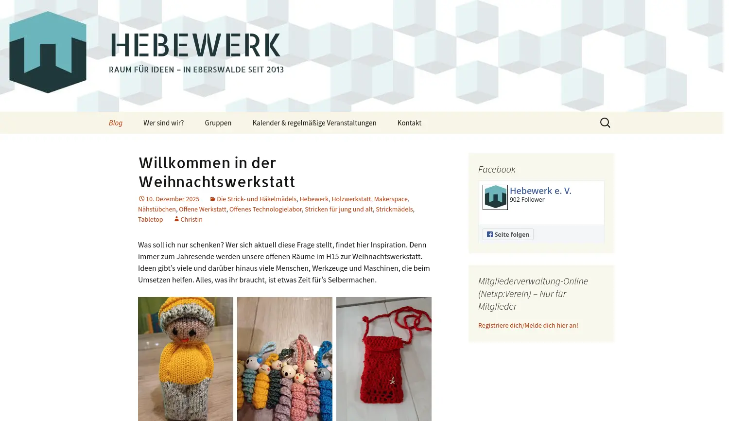 Website der Firma HEBEWERK e. V.