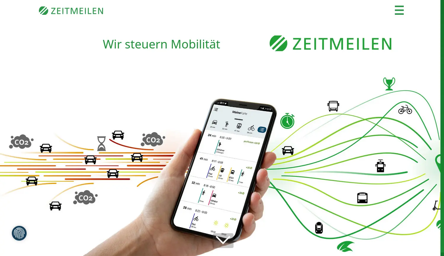 Website der Firma Zeitmeilen AG