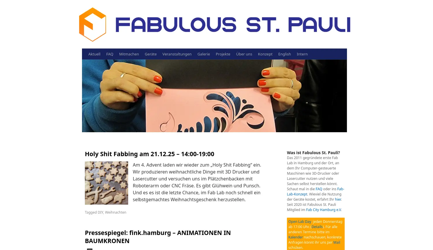Website der Firma Fab Lab Fabulous St. Pauli e.V.
