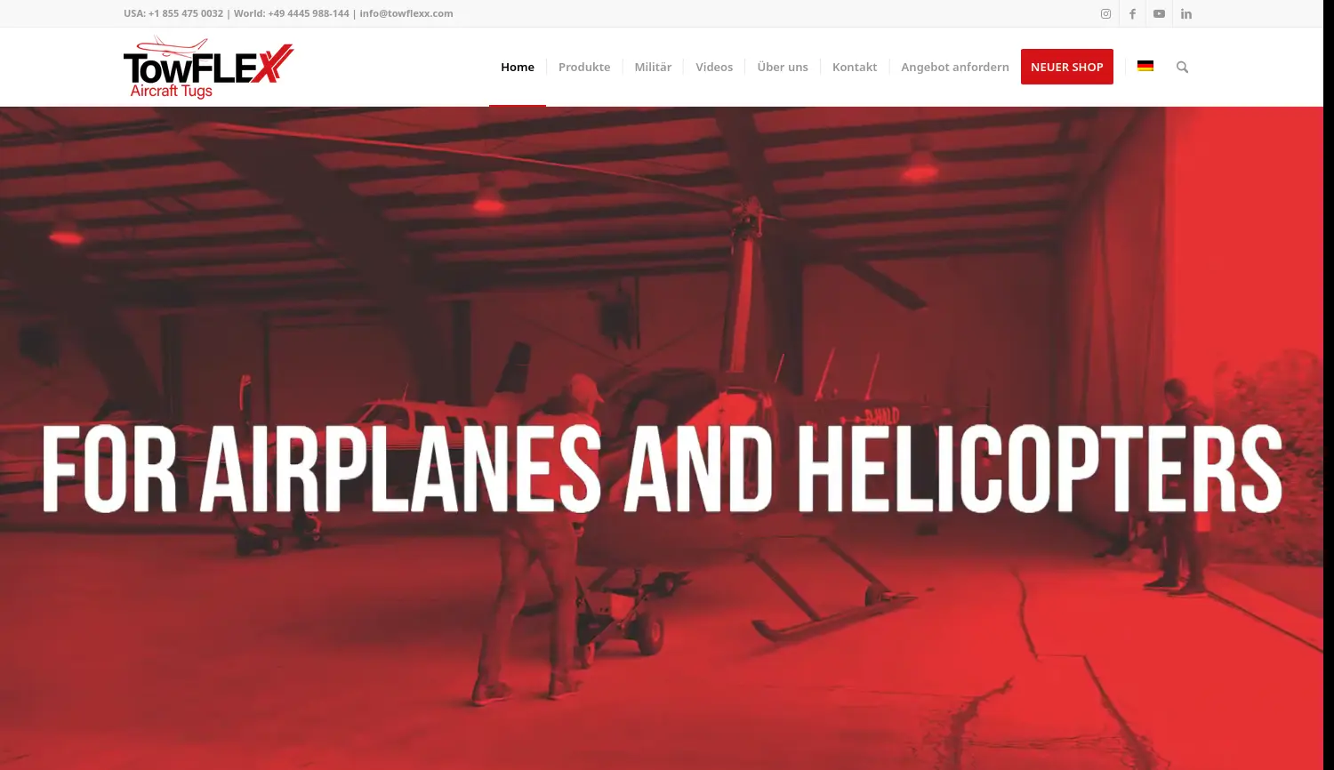 Website der Firma TowFLEXX GmbH