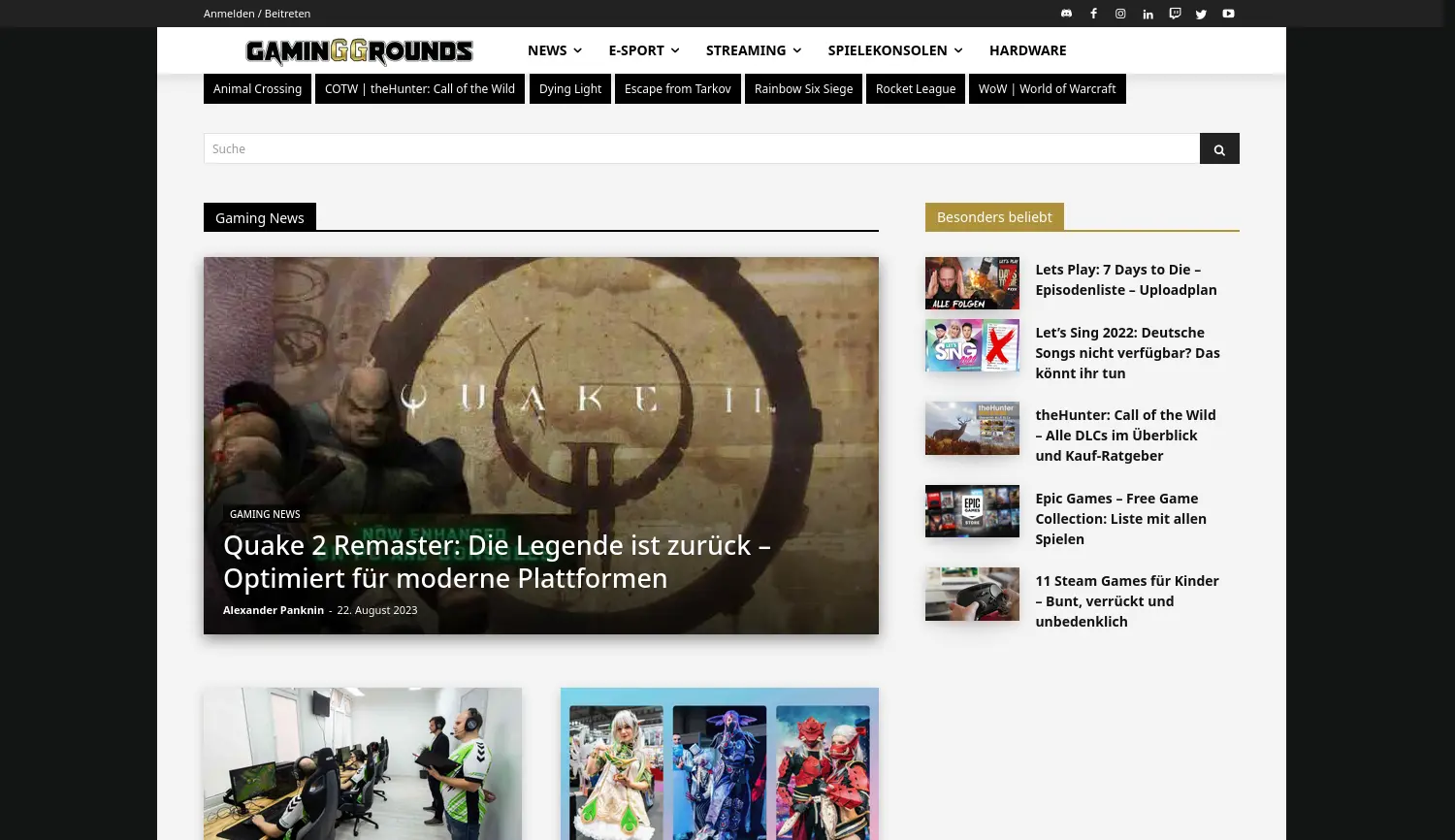 Website der Firma Dark Origin E-Sport und Entertainment GmbH